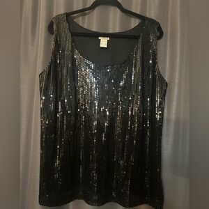 Black Sequin Sleeveless Top
